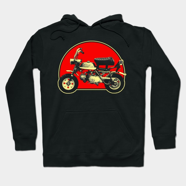 1969 Honda Z50A Monkey Bike Retro Red Circle Motorcycle Hoodie by Skye Bahringer